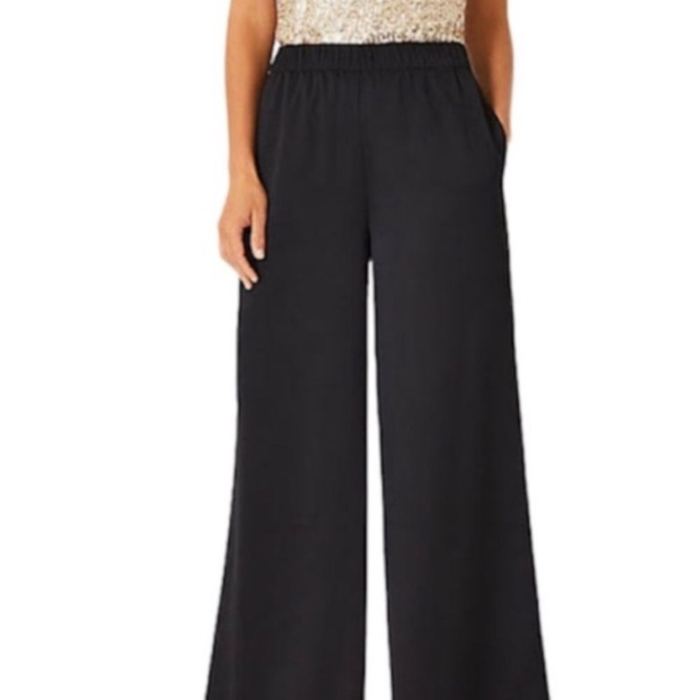 NWT Ann Taylor Petite Perfect Wide-Leg Pants - Black - L Petite
